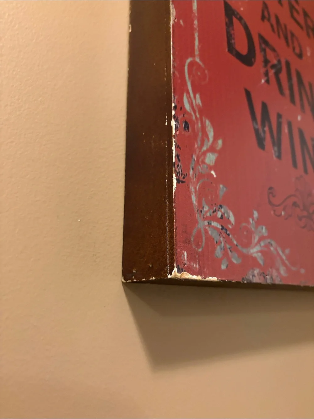 Vintage-Style Red 'Save Water and Drink Wine' Wall Sign